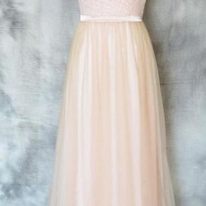 Pink Tulle And Lace Straps Off Shoulder Long Party..