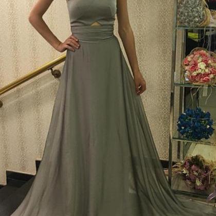 Grey Formal Gowns 2018, Chiffon Party Gowns,..