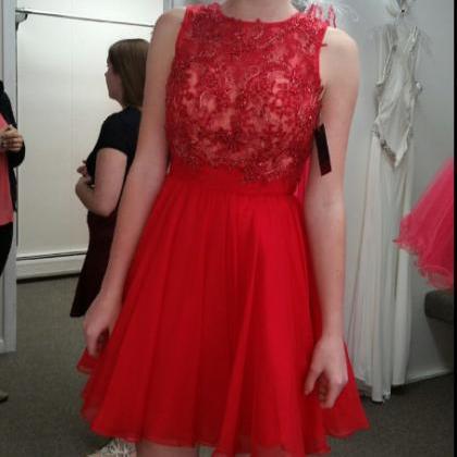 Red Cute Homecoming Dresses, Chiffon Party Dress,..