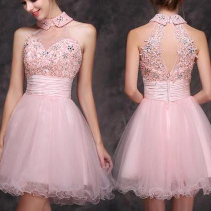 Lovely Pink Tulle Homecoming Dresse..