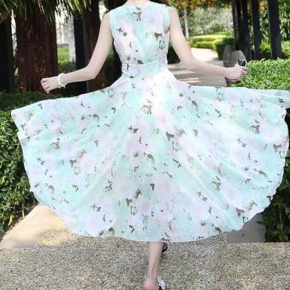 Lovely Mint Floral Maxi Women Dresses, Lovely..