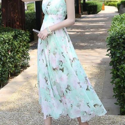 Lovely Mint Floral Maxi Women Dresses, Lovely..