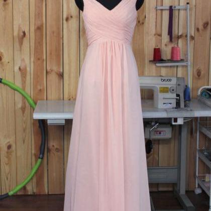 Pretty Pink Chiffon Long Bridesmaid Dresses,..