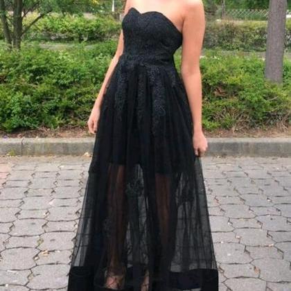 Black Sweetheart Formal Dresses, Black Junior Prom..