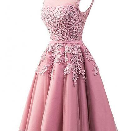 Pink Short Homecoming Dresses, Tulle Short..