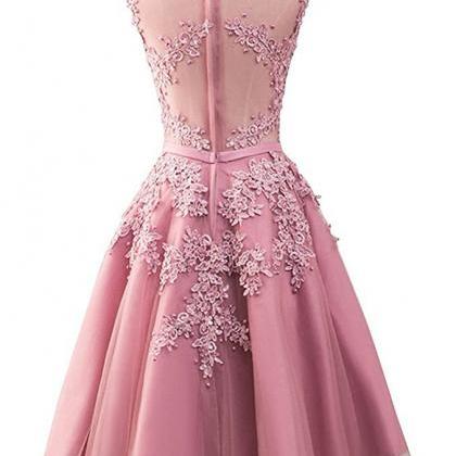 Pink Short Homecoming Dresses, Tulle Short..
