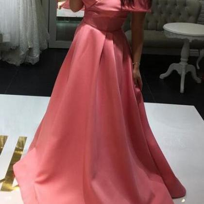 Pink Off Shoulder Sexy Gowns, Long Formal Dress..