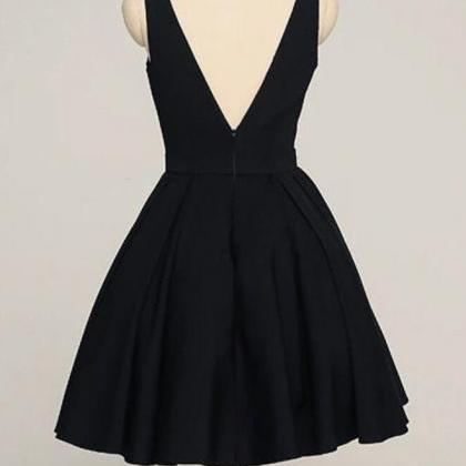 Black Short Simple Homecoming Dresses, Knee Length..