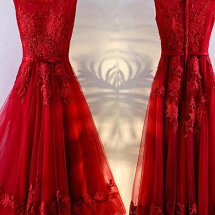 Red Tulle Short Party Dresses, Red Party Gowns,..