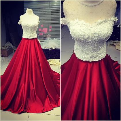 Red Long Formal Gown, Party Gowns, Red Prom Dress..