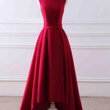 Red High Low Satin Simple Fashionable Formal..