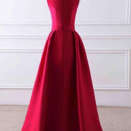 Red High Low Satin Simple Fashionable Formal..