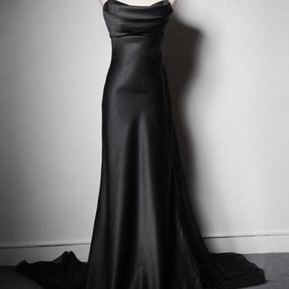 Sexy Black Evening Gowns, Straps Formal Dress,..