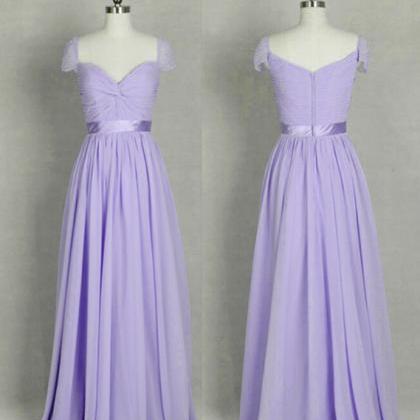 Beautiful Simple Chiffon Long Light Purple Prom..