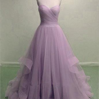 Pretty Tulle A-line Prom Dress, Sweetheart Formal..