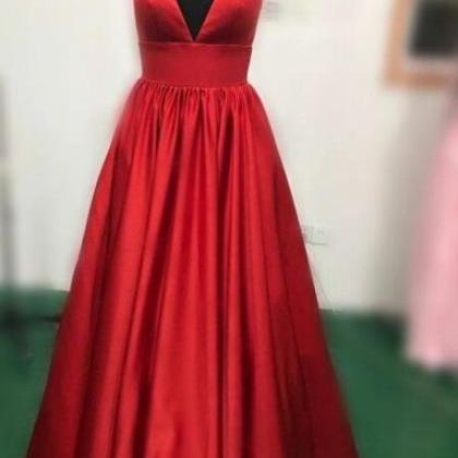 Red Satin Prom Dress 2018, Charming Red Long..