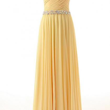 Pretty Yellow Chiffon Long Sequins Party Dress,..