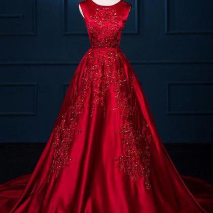 Charming Wine Red Wedding Gowns, Gorgeous Satin..