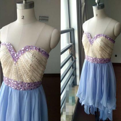 High Low Chiffon And Beaded Homecoming Dresses,..