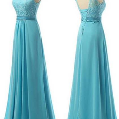 Blue Chiffon Bridesmaid Dresses, Long Bridesmaid..
