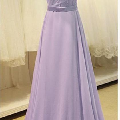 Purple Beaded Chiffon Elegant Long Party Dress,..