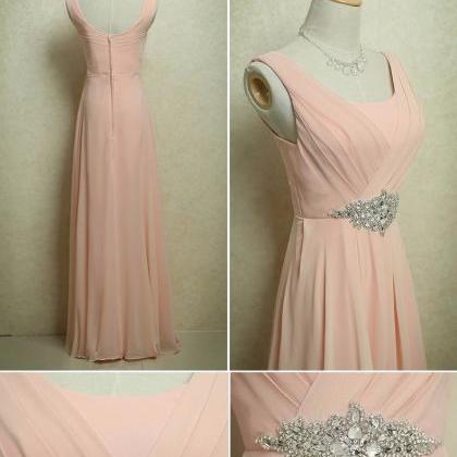 Lovely Pink Chiffon Beaded Stylish Evening Gowns,..