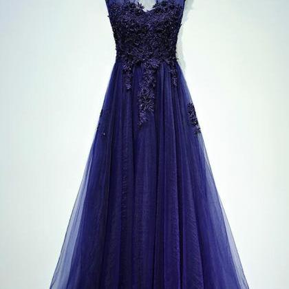 Blue Tulle Elegant Long Formal Gowns, Blue Junior..