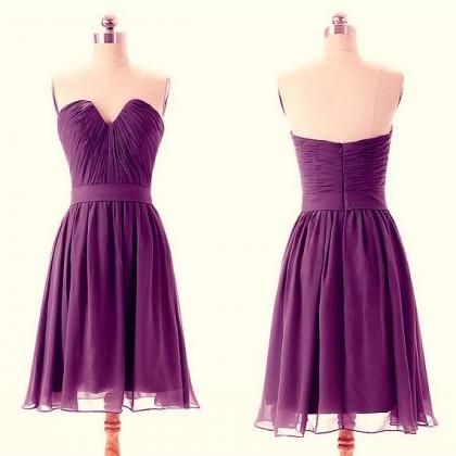 Purple Short Bridesmaid Dress, Beautiful Simple..