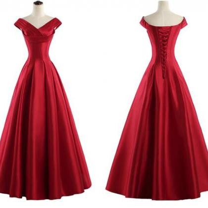 Red Satin Long Unique Handmade High Quality Party..