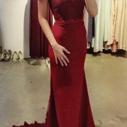 Beautiful Wine Red Off Shoulder Mermaid Gowns,..