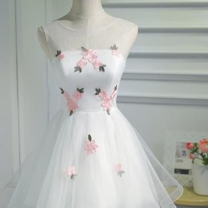 Cute White Tulle Short Prom Dress, Lovely Party..