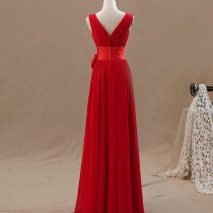 Beautiful Red Chiffon A-line Handmade Party Dress,..