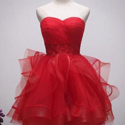 Beautiful Red Tulle Short Sweetheart Homecoming..