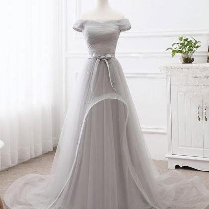Grey Tulle Party Gowns, Tulle Formal Dress 2018,..