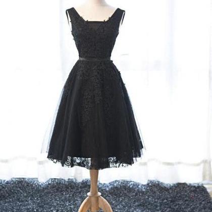 Black Tulle Homecoming Dresses, V-neckline Party..