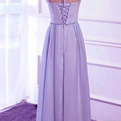 Lavender Halter Bridesmaid Dress, Chiffon Party..
