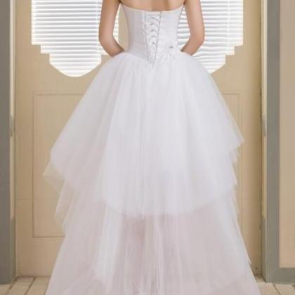 Cute White Tulle Sweetheart High Low Party Dress,..