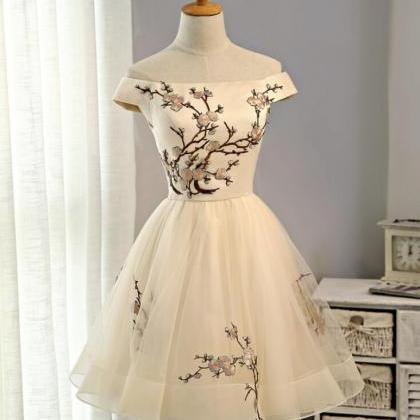 Delicate Tulle Embroidery Formal Dress, Charming..