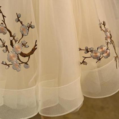 Delicate Tulle Embroidery Formal Dress, Charming..
