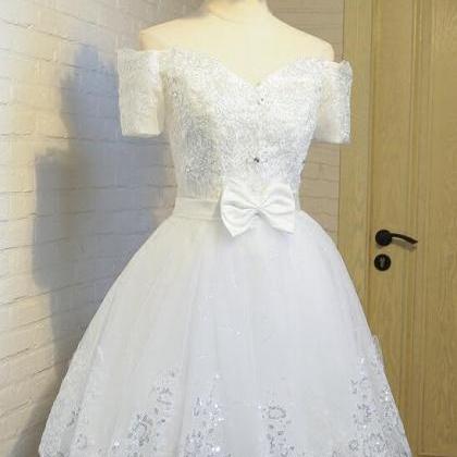Cute White Off Shoulder Tulle Sweetheart Party..