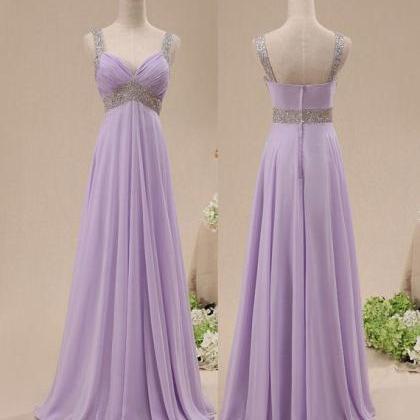 Beautiful Chiffon Lavender Floor Length Sequins..