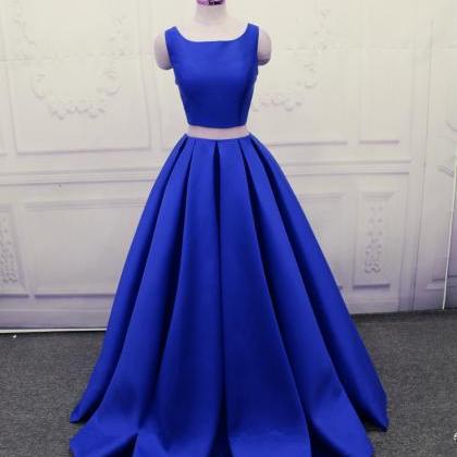 Two Piece Long Party Dresses, Satin Formal Dress,..