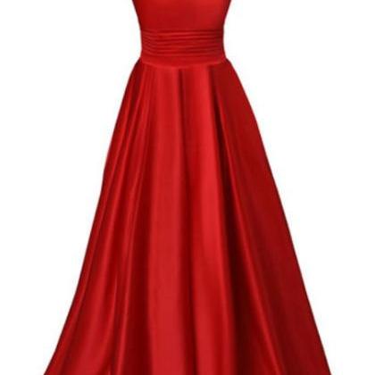 Red Long Party Dresses, Halter Sati..