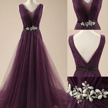 Tulle Purple Elegant Evening Party Dresses,..