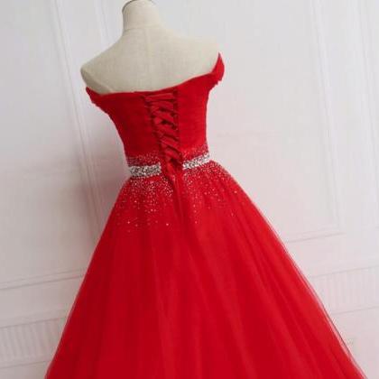 Beautiful Red Tulle Sweetheart Off Shoulder Ball..
