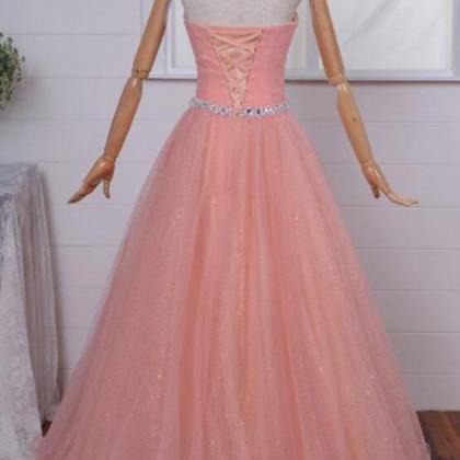 Light Coral Sweetheart Tulle Floor Length Party..