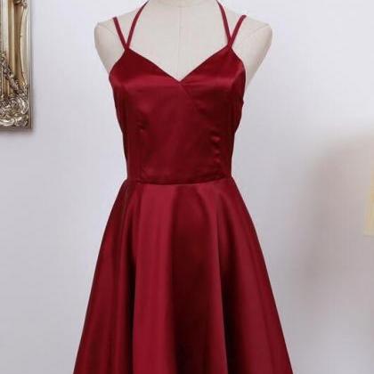 Lovely Straps Short Wine Red Homecoming Dress,..
