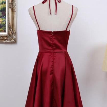 Lovely Straps Short Wine Red Homecoming Dress,..