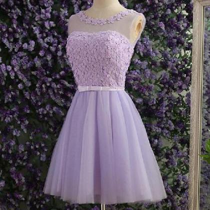 Light Purple Short Homecoming Dress, Tulle Party..