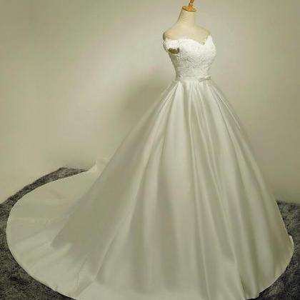 Gorgeous Satin And Lace Off Shoulder Bridal Gown,..